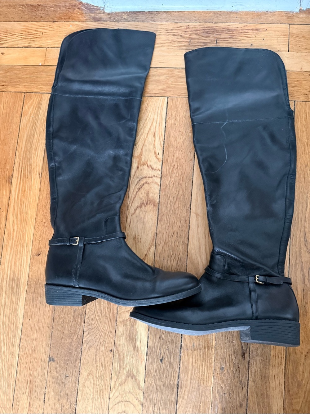 Cole Haan Black Over-the-Knee Leather Riding Boots